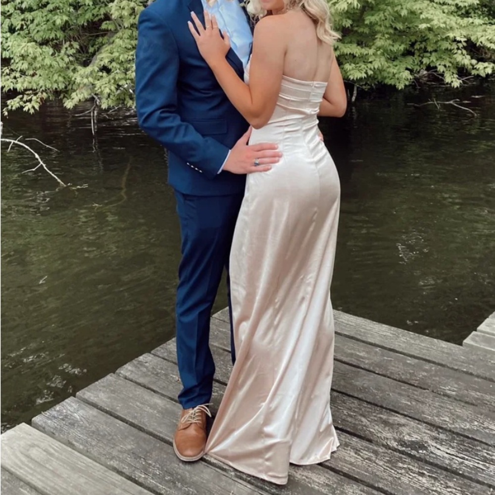 Lucy in the Sky Satin Cream Maxi Dress
